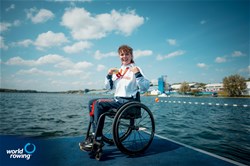 Lauren Rowles (b),  PR2 Mixed Double Sculls, Great Britain, Gold, 2024 Paralympic Games Rowing Regatta, Paris, France / © World Rowing / Benedict Tufnell