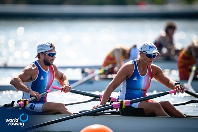 Benjamin Daviet (b), Perle Bouge (s), PR2 Mixed Double Sculls, France, 2024 Paralympic Games Rowing Regatta, Paris, France / © World Rowing / Benedict Tufnell
