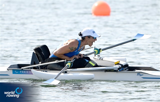 Moran Samuel, PR1 Women's Single Sculls, Israel, 2024 Paralympic Games Rowing Regatta, Paris, France / © World Rowing / Detlev Seyb