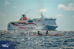 Jacob Rivera (b), John Jack Griffin (s), Coastal  Men's Double Sculls, Jersey Rowing Club, Great Britain, 2024 World Rowing Coastal Championships, Genoa, Italy / © World Rowing / Benedict Tufnell