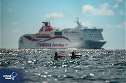 Lunga Mcetywa (b), Carl Stow (s), Coastal  Men's Double Sculls, South Africa Coastal Rowing Association, South Africa, 2024 World Rowing Coastal Championships, Genoa, Italy / © World Rowing / Benedict Tufnell