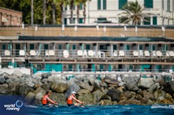 Lennart Van Lierop (b), Finn Florijn (s), Coastal  Men's Double Sculls, Hollandia Roeiclub, Netherlands, 2024 World Rowing Coastal Championships, Genoa, Italy / &#169; World Rowing / Benedict Tufnell