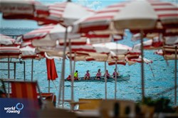 Chloe O'Sullivan (b), Fianaid Eibhlinn O'Gorman, Aoibhe Horan, Sadhbh O'Sullivan (s), Meabh Mcnamara (c), Coastal Women's Coxed Quadruple Sculls, Killorglin Rowing Club, Ireland, 2024 World Rowing Coastal Championships, Genoa, Italy / © World Rowing / Benedict Tufnell