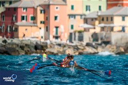 Pauline Filc (b), Chiara Donato, Maelle Francois, Margot Garcia (s), Agathe Bouvier (c), Coastal Women's Coxed Quadruple Sculls, Club Nautique de Nice, France, 2024 World Rowing Coastal Championships, Genoa, Italy / © World Rowing / Benedict Tufnell
