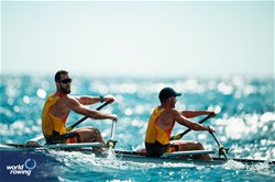 Antonio Guzman Del Castillo (b), Patricio Rojas Aznar (s), Coastal  Men's Double Sculls, Real circulo de labradores de sevilla, Spain, 2024 World Rowing Coastal Championships, Genoa, Italy / © World Rowing / Benedict Tufnell