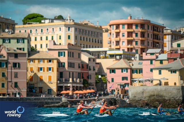 Beer Florijn (b), Jan Van Der Bij (s), Coastal  Men's Double Sculls, Hollandia Roeiclub, Netherlands, 2024 World Rowing Coastal Championships, Genoa, Italy / © World Rowing / Benedict Tufnell