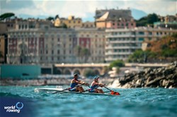 Steven Rush (b), Martin Wouters (s), Coastal  Men's Double Sculls, Tasman Coastal Rowing Club, New Zealand, 2024 World Rowing Coastal Championships, Genoa, Italy / © World Rowing / Benedict Tufnell