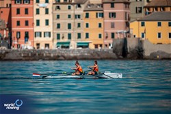 Marieke Keijser (b), Karolien Florijn (s), Coastal Women's Double Sculls, Hollandia Roeiclub, Netherlands, 2024 World Rowing Coastal Championships, Genoa, Italy / © World Rowing / Benedict Tufnell