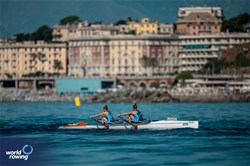Kelli Anne Van Der Moer (b), Kelly Jones (s), Coastal Women's Double Sculls, Next Level Rowing, United States of America, 2024 World Rowing Coastal Championships, Genoa, Italy / © World Rowing / Benedict Tufnell