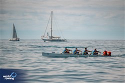 Yuriy Ivanov (b), Mykola Mazur, Ivan Futryk, Ivan Dovhodko (s), Anastasiia Kozyr (c), Coastal Men's Coxed Quadruple Sculls, Central Sports Club of the army of Ukraine, Ukraine, 2024 World Rowing Coastal Championships, Genoa, Italy / © World Rowing / Benedict Tufnell