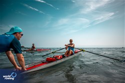 Tiia-Maria Rauttola, Coastal Women's Solo, Lohjan Seudun Soutajat, Finland, 2024 World Rowing Coastal Championships, Genoa, Italy / © World Rowing / Benedict Tufnell
