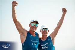 Jukka-Pekka Kauppi (b), Joel Naukkarinen (s), Coastal  Men's Double Sculls, Takon Soutajat ry, Finland, 2024 World Rowing Coastal Championships, Genoa, Italy / © World Rowing / Benedict Tufnell
