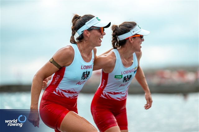 Katharina Lobnig (b), Magdalena Lobnig (s), Coastal Women's Double Sculls, Austrian Rowing Team, Austria, 2024 World Rowing Coastal Championships, Genoa, Italy / © World Rowing / Benedict Tufnell