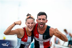 Patricio Rojas Aznar (b), Amanda Gil Camacho (s), Coastal Mixed Double Sculls, Real Circulo de Labradores de Sevilla, Spain, 2024 World Rowing Coastal Championships, Genoa, Italy / © World Rowing / Benedict Tufnell
