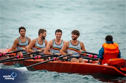 Alberto Malavasi (b), Saverio Bindella, Emanuele Ardizzoia, Edoardo Sottocornola (s), Lorenzo Matera (c), Coastal Men's Coxed Quadruple Sculls, Canottieri Verbanese  ASD, Italy, 2024 World Rowing Coastal Championships, Genoa, Italy / © World Rowing / Benedict Tufnell