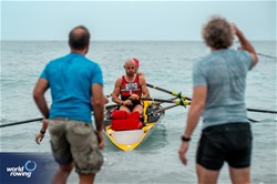 Pauline Perret (b), Jerome Hamelin (s), Coastal Mixed Double Sculls, URYOKO saint jean de luz, France, 2024 World Rowing Coastal Championships, Genoa, Italy / © World Rowing / Benedict Tufnell