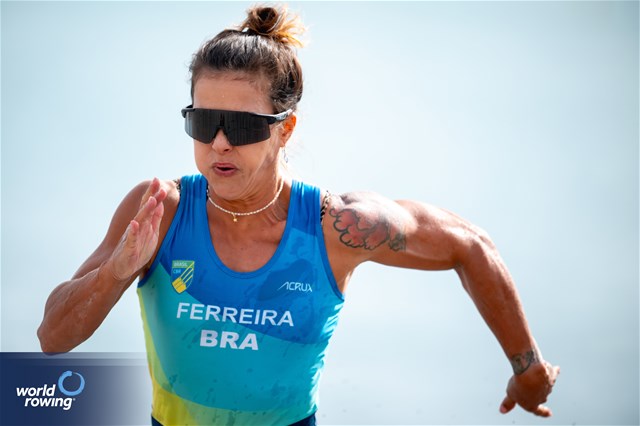 Fernanda Ferreira, Coastal Mixed Coxed Quadruple Sculls, Brazil, 2024 World Rowing Beach Sprint Finals, Genoa, Italy / © World Rowing / Benedict Tufnell