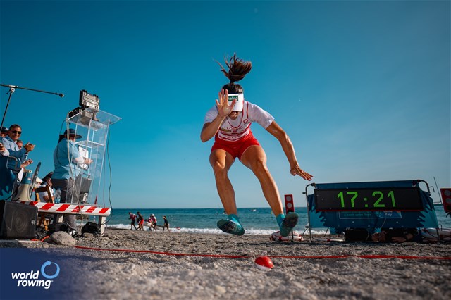 Magdalena Lobnig, Coastal Women's Solo, Austria, 2024 World Rowing Beach Sprint Finals, Genoa, Italy / © World Rowing / Benedict Tufnell