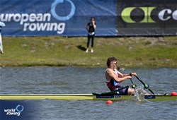 Tomas Kala, Under 19 Men's Single Sculls, Czechia, 2025 European Rowing Under 19 Championships, Kruszwica, Poland / © Detlev Seyb / MyRowingPhoto.com