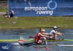 Mejse Oestergaard Nielsen, Under 19 Women's Single Sculls, Denmark, 2025 European Rowing Under 19 Championships, Kruszwica, Poland / © Detlev Seyb / MyRowingPhoto.com