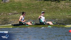 Jonah Kirby (b), Jack Rafferty (s), Under 19 Men's Double Sculls, Ireland, 2025 European Rowing Under 19 Championships, Kruszwica, Poland / © Detlev Seyb / MyRowingPhoto.com