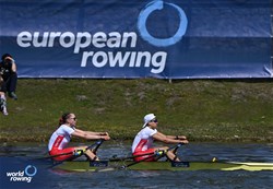 Natalia Chodulska (b), Daria Dolna (s), Under 19 Women's Double Sculls, Poland, 2025 European Rowing Under 19 Championships, Kruszwica, Poland / © Detlev Seyb / MyRowingPhoto.com