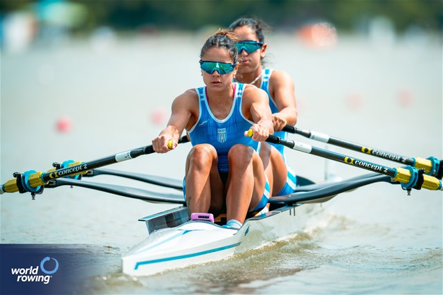 Dimitra Kontou (b), Zoi Fitsiou (s), Women's Double Sculls, Greece, 2025 European Rowing Championships, Plovdiv, Bulgaria / © World Rowing / Benedict Tufnell