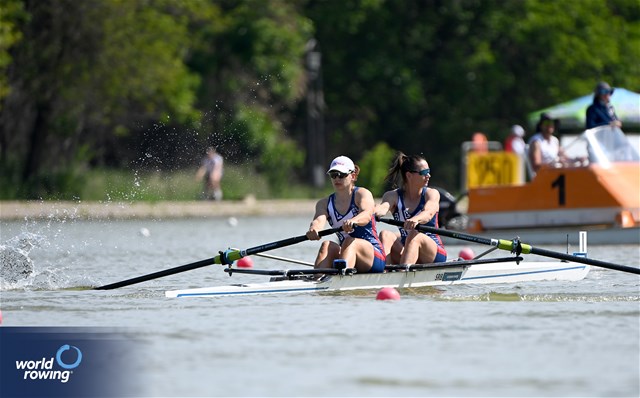 Jovana Arsic (b), Elena Orjabinskaja (s), Women's Pair, Serbia, 2025 European Rowing Championships, Plovdiv, Bulgaria / © Detlev Seyb / MyRowingPhoto.com