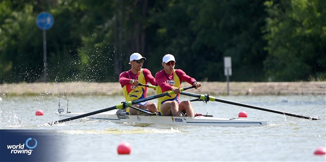 Florin Arteni (b), Florin Sorin Lehaci (s), Men's Pair, Romania, 2025 European Rowing Championships, Plovdiv, Bulgaria / © Detlev Seyb / MyRowingPhoto.com