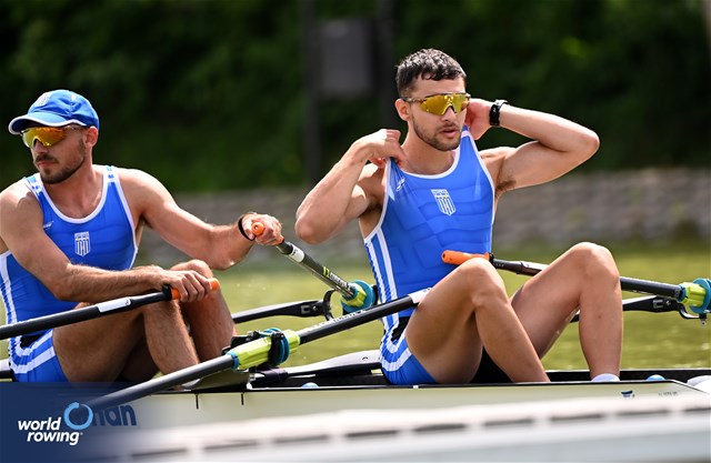 Antonios Papakonstantinou (b), Petros Gkaidatzis (s), Men's Double Sculls, Greece, 2025 European Rowing Championships, Plovdiv, Bulgaria / © Detlev Seyb / MyRowingPhoto.com