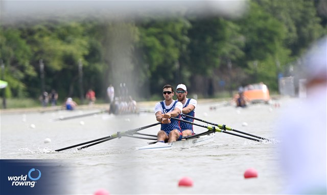 Martin Mackovic (b), Nikolaj Pimenov (s), Men's Double Sculls, Serbia, 2025 European Rowing Championships, Plovdiv, Bulgaria / © Detlev Seyb / MyRowingPhoto.com