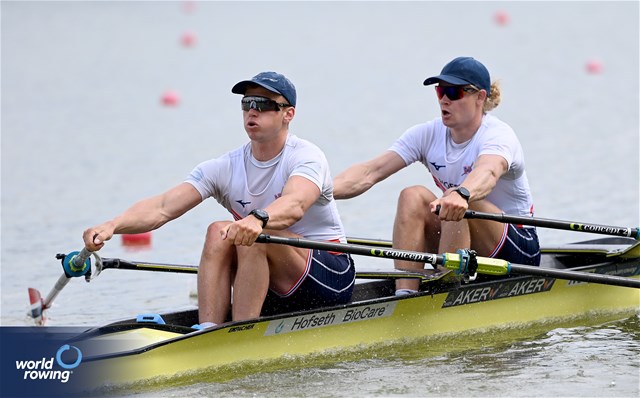 Martin Helseth (b), Jonas Slettemark Juel (s), Men's Double Sculls, Norway, 2025 European Rowing Championships, Plovdiv, Bulgaria / © Detlev Seyb / MyRowingPhoto.com