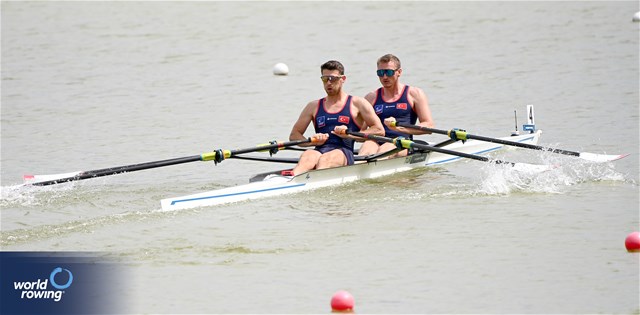 Aydin Sahin (b), Enes Gok (s), Men's Double Sculls, Turkiye, 2025 European Rowing Championships, Plovdiv, Bulgaria / © Detlev Seyb / MyRowingPhoto.com