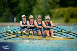 Sarah Mckay (b), Lola Anderson, Cameron Nyland, Rebecca Wilde (s), Women's Quadruple Sculls, Great Britain, 2025 European Rowing Championships, Plovdiv, Bulgaria / © World Rowing / Benedict Tufnell