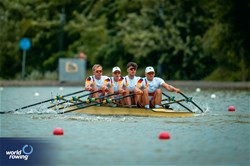 Tom Graenitz (b), Felix Heinrich, Ole Hohensee, Oliver Holtz (s), Men's Quadruple Sculls, Germany, 2025 European Rowing Championships, Plovdiv, Bulgaria / © World Rowing / Benedict Tufnell