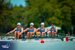 Matteo Sartori (b), Luca Rambaldi, Andrea Panizza, Giacomo Gentili (s), Men's Quadruple Sculls, Italy, 2025 European Rowing Championships, Plovdiv, Bulgaria / © World Rowing / Benedict Tufnell