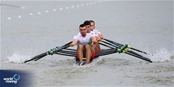 Alexandar Nikolov (b), Hristo Neshev, Iliyan Stoilov, Mario Neykov (s), Men's Quadruple Sculls, Bulgaria, 2025 European Rowing Championships, Plovdiv, Bulgaria / © Detlev Seyb / MyRowingPhoto.com