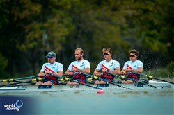 Jan Fleissner (b), Jan Cizek, Marek Diblik, Filip Zima (s), Men's Quadruple Sculls, Czechia, 2025 European Rowing Championships, Plovdiv, Bulgaria / © World Rowing / Benedict Tufnell