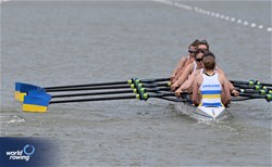 Olha Shcherbyna (b), Svitlana Frolova, Tuanna Shenen, Mariia Savchenko, Svitlana Spiryukhova, Daria Stavynoha, Oksana Golub, Viktoriia Nahorna (s), Rimma Voitenko (c), Women's Eight, Ukraine, 2025 European Rowing Championships, Plovdiv, Bulgaria / © Detlev Seyb / MyRowingPhoto.com