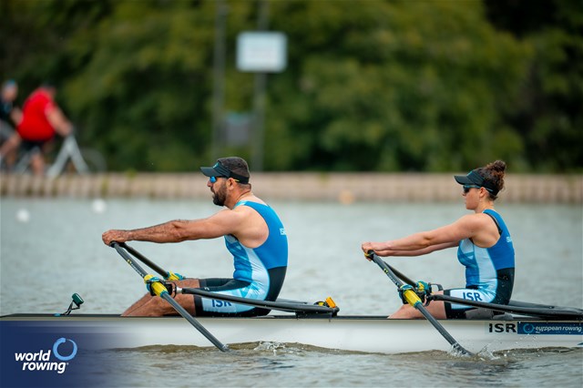 Shahar Milfelder (b), Saleh Shahin (s), PR2 Mixed Double Sculls, Israel, 2025 European Rowing Championships, Plovdiv, Bulgaria / © World Rowing / Benedict Tufnell