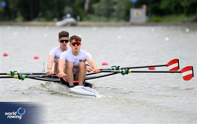 Elias Hautsch (b), Mathias Mair (s), Lightweight Men's Double Sculls, Austria, 2025 European Rowing Championships, Plovdiv, Bulgaria / © Detlev Seyb / MyRowingPhoto.com