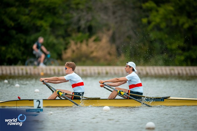 Joachim Agne (b), Finn Wolter (s), Lightweight Men's Double Sculls, Germany, 2025 European Rowing Championships, Plovdiv, Bulgaria / © World Rowing / Benedict Tufnell