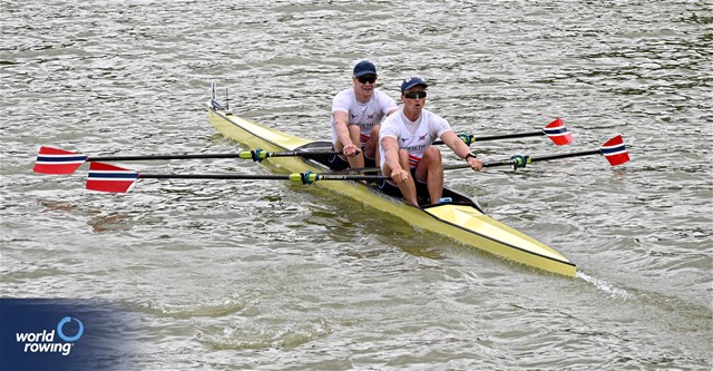 Martin Helseth (b), Jonas Slettemark Juel (s), Men's Double Sculls, Norway, 2025 European Rowing Championships, Plovdiv, Bulgaria / © Detlev Seyb / MyRowingPhoto.com