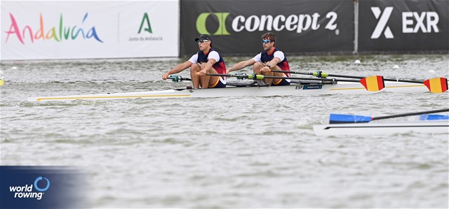 Dennis Carracedo Ferrero (b), Caetano Xose Horta Pombo (s), Men's Double Sculls, Spain, 2025 European Rowing Championships, Plovdiv, Bulgaria / © Detlev Seyb / MyRowingPhoto.com