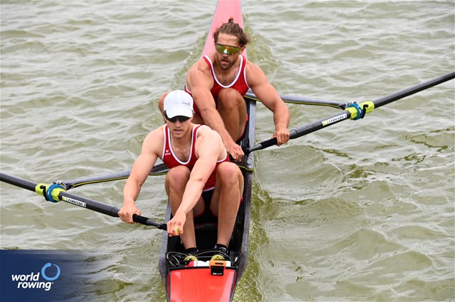 Jonah Plock (b), Patrick Brunner (s), Men's Pair, Switzerland, 2025 European Rowing Championships, Plovdiv, Bulgaria / © Detlev Seyb / MyRowingPhoto.com