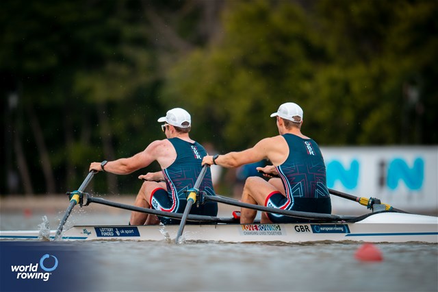 James Gare (b), Tobias Schroder (s), Men's Double Sculls, Great Britain, 2025 European Rowing Championships, Plovdiv, Bulgaria / © World Rowing / Benedict Tufnell