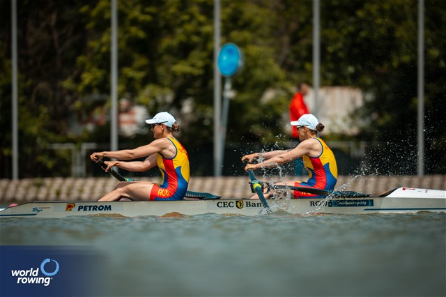 Maria Magdalena Rusu (b), Simona Radis (s), Women's Pair, Romania, 2025 European Rowing Championships, Plovdiv, Bulgaria / © World Rowing / Benedict Tufnell