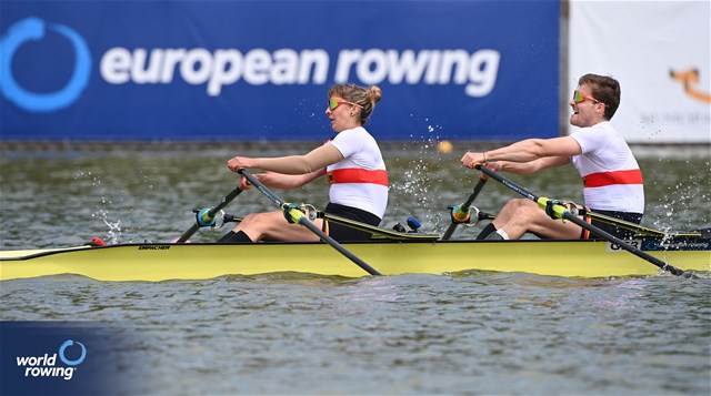 Valentin Luz (b), Kathrin Marchand (s), PR3 Mixed Double Sculls, Germany, 2025 European Rowing Championships, Plovdiv, Bulgaria / © Detlev Seyb / MyRowingPhoto.com