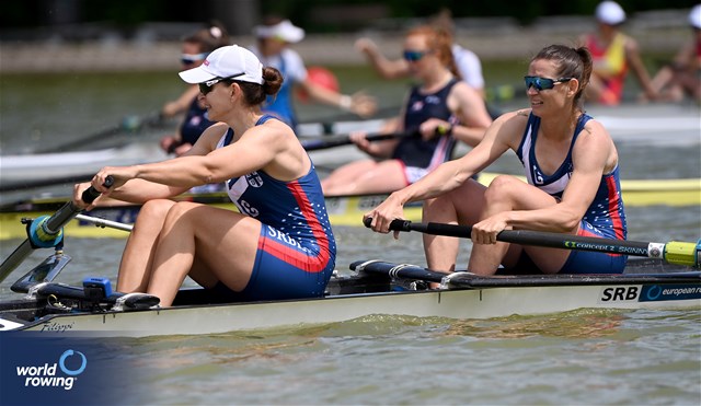 Jovana Arsic (b), Elena Orjabinskaja (s), Women's Pair, Serbia, 2025 European Rowing Championships, Plovdiv, Bulgaria / © Detlev Seyb / MyRowingPhoto.com