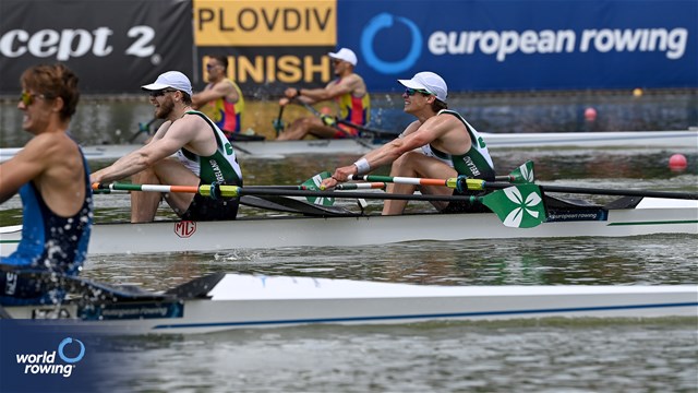 Konan Pazzaia (b), Fintan Mc Carthy (s), Men's Double Sculls, Ireland, 2025 European Rowing Championships, Plovdiv, Bulgaria / © Detlev Seyb / MyRowingPhoto.com